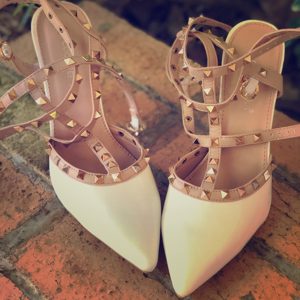 White studded heals